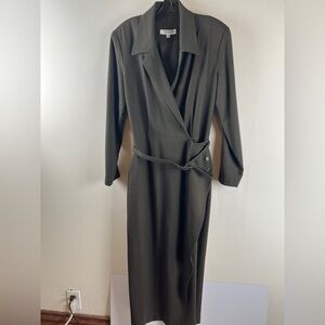 Bigio Olive Green Vintage Wrap Dress